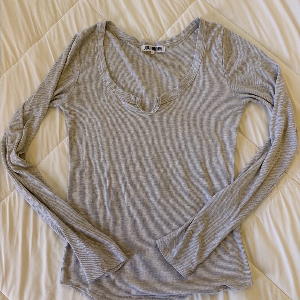 Josh Brown Henley Long Sleeve Pearl Grey Rib size M/L - Picture 4 of 4